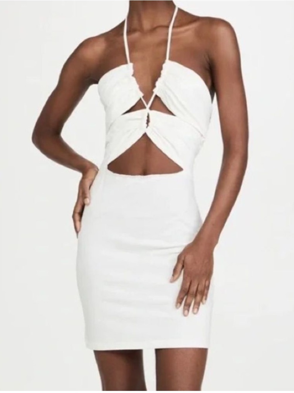 Glamorous White Jersey Cotton Cutout Halter Tie Dress Sz 6